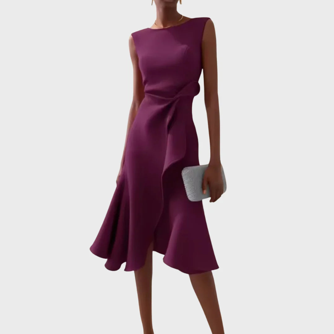 Sheila- Elegantes Damen Midi-Kleid mit Rüschendetails
