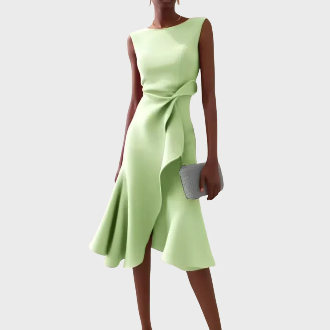Sheila- Elegantes Damen Midi-Kleid mit Rüschendetails