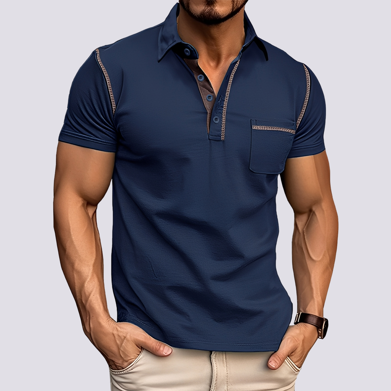 Stefan - Men's trendy, airy polo shirt