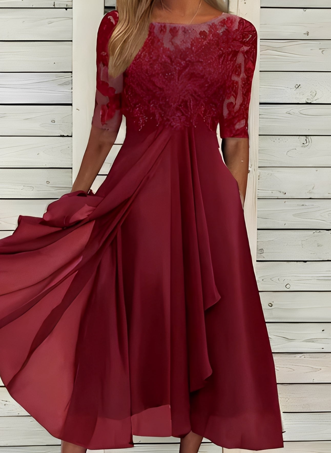 Lena – Women's Midi Dress – Stylish and Comfortable
