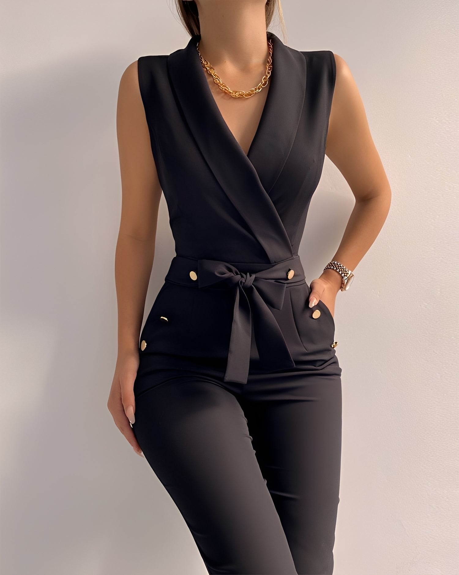 Jannat - Elegant Lapel Jumpsuit
