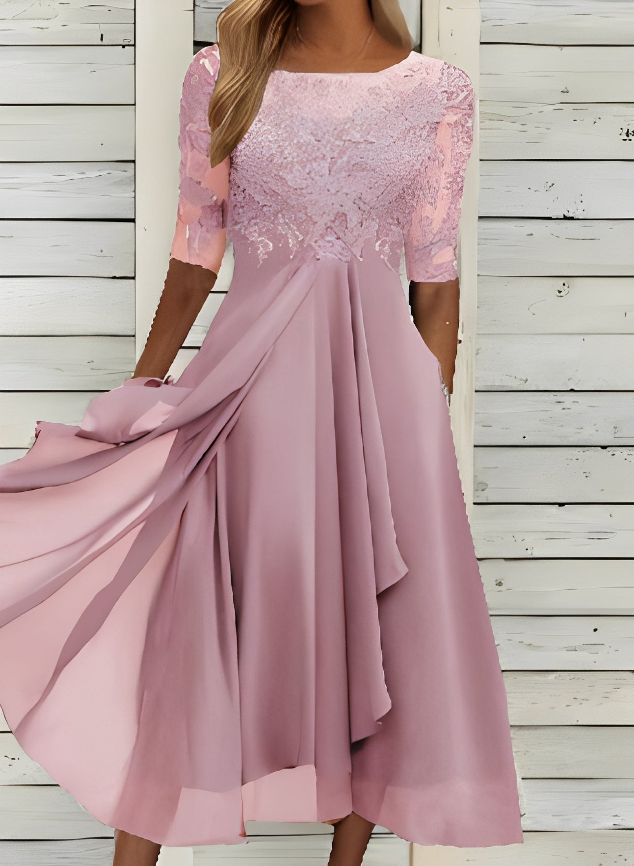Lena – Women's Midi Dress – Stylish and Comfortable