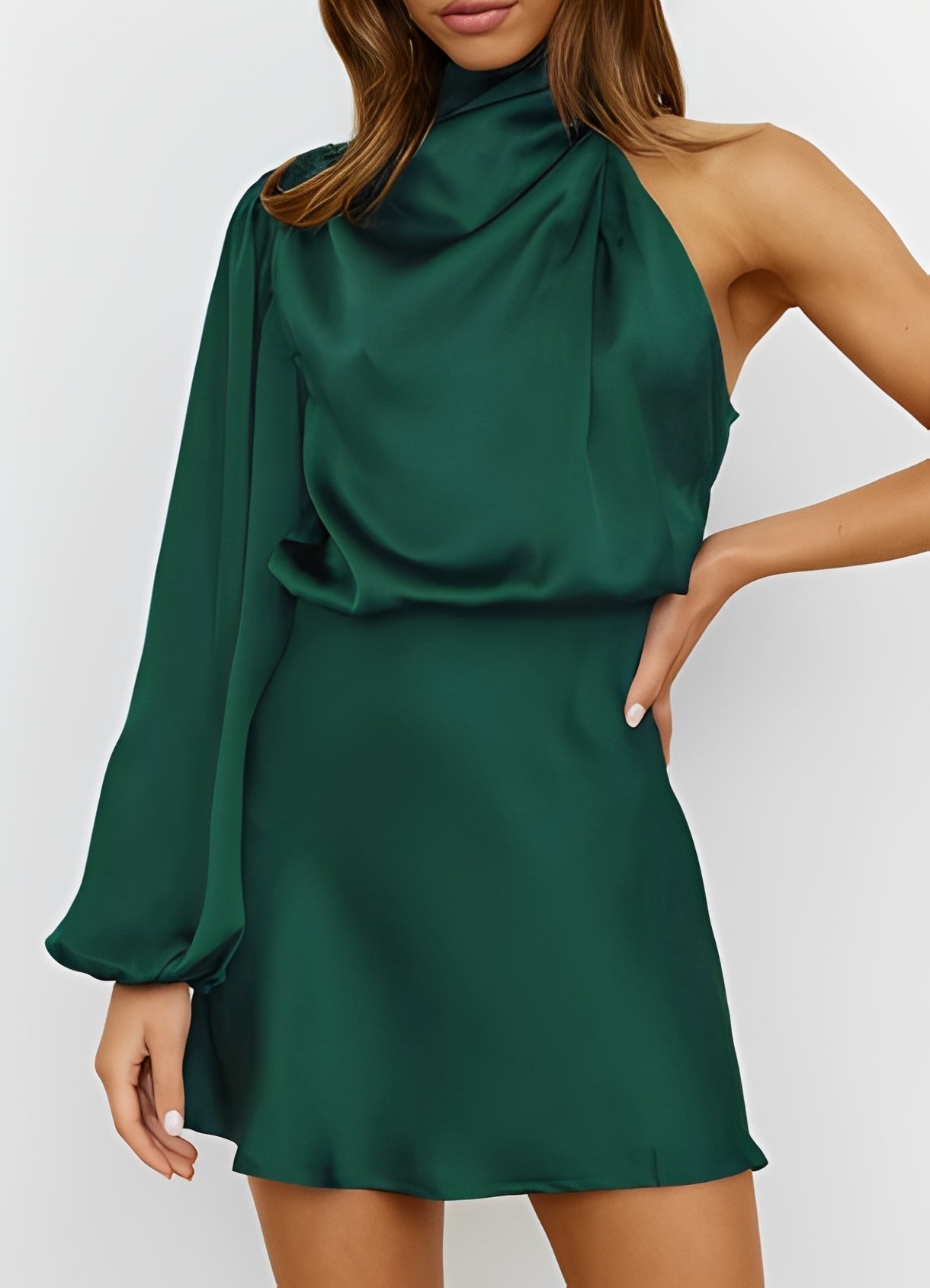 Sammy - Stylish One-Shoulder Long-Sleeve Dress