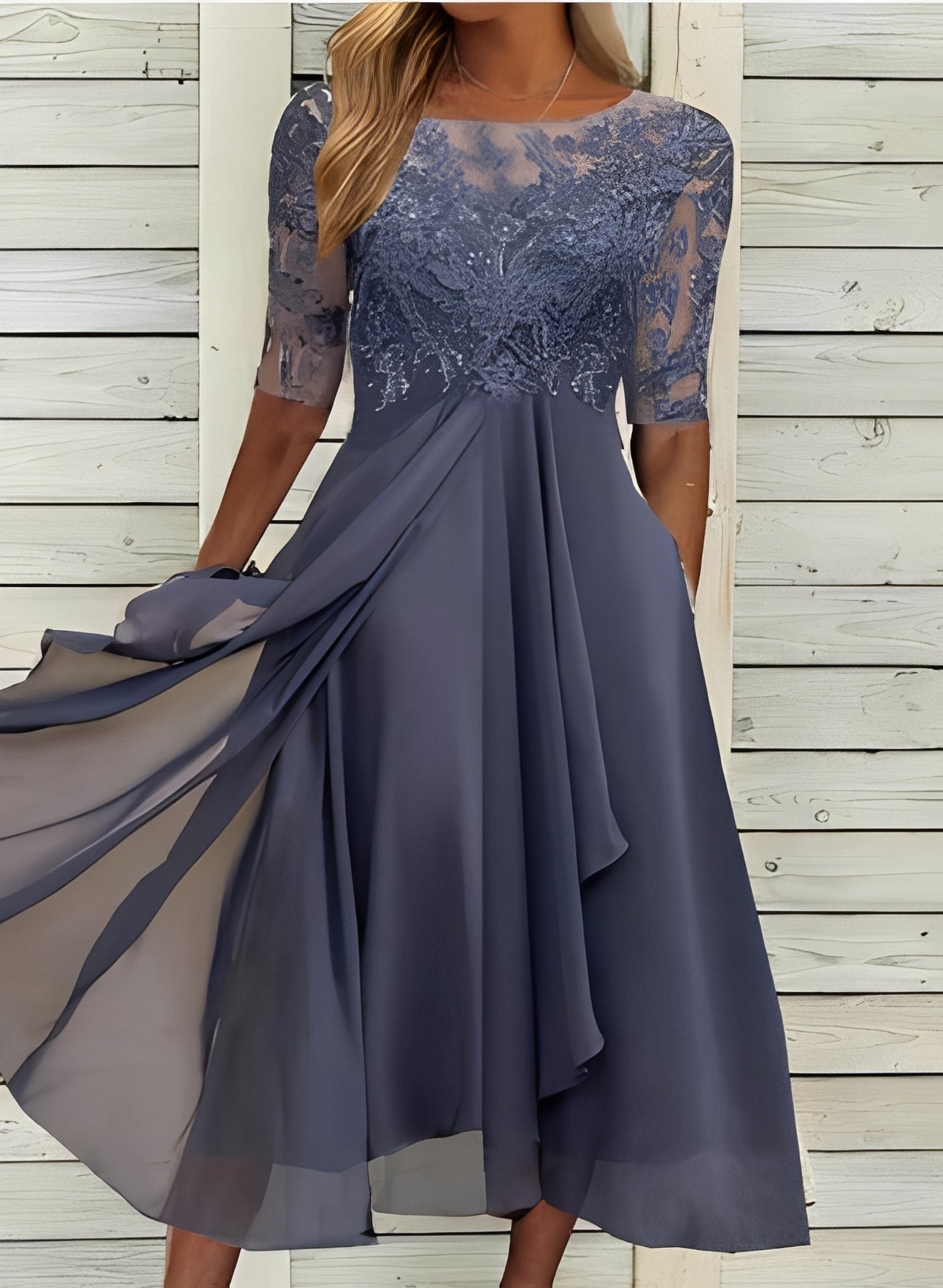 Lena – Women's Midi Dress – Stylish and Comfortable