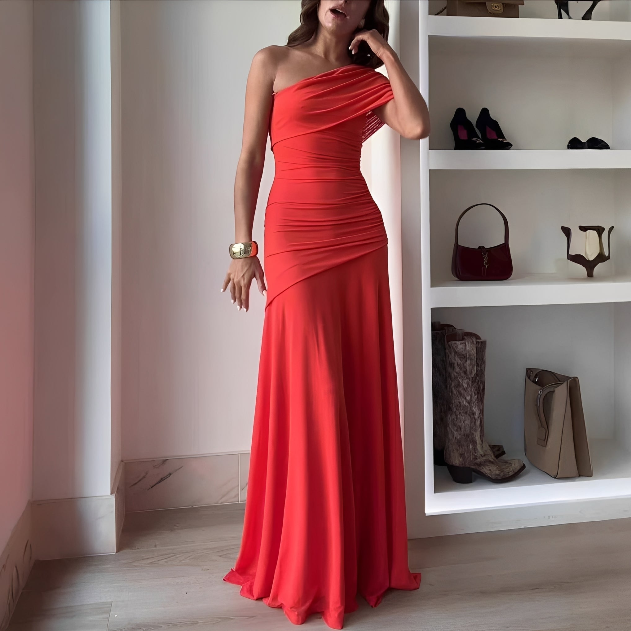 Marga - Chic Off-Shoulder Long Dress
