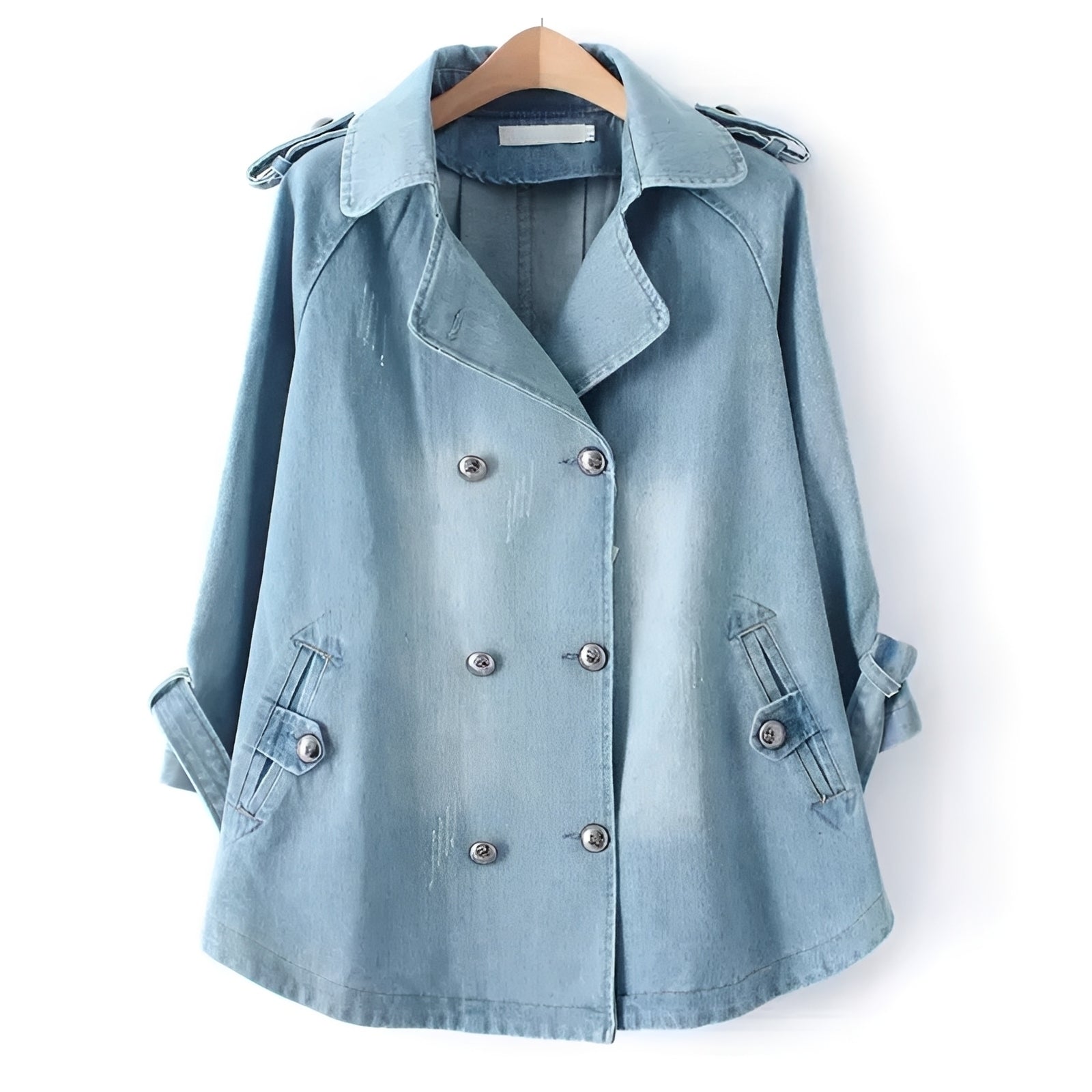 Faye - Stylish Cape Jacket in Denim