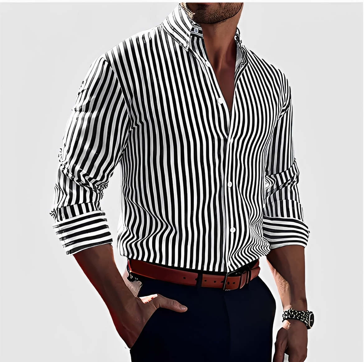 Kelric - Easygoing Striped Button-Down Shirt