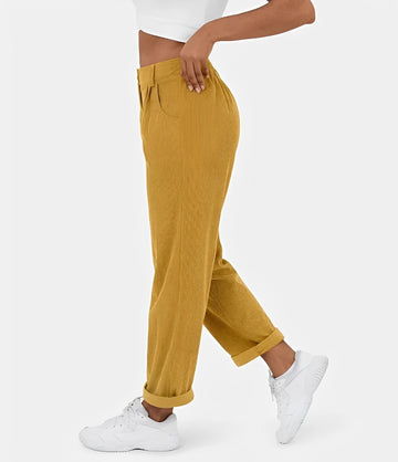Liana - High-Waist Corduroy Casual Pants