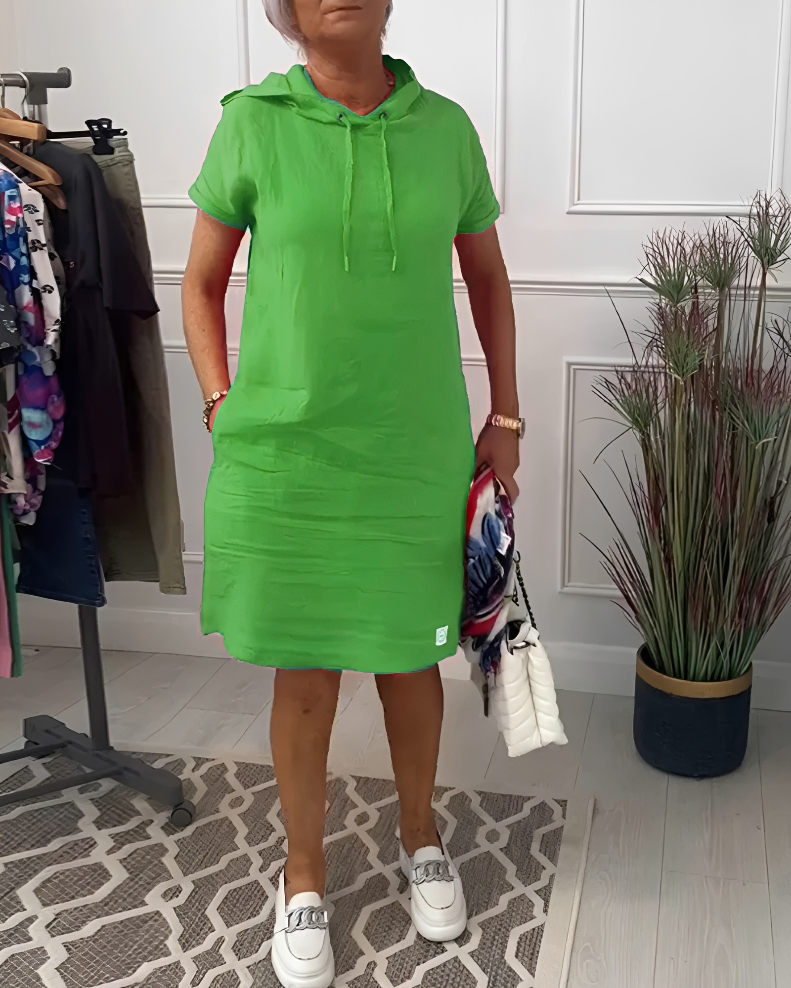Tasha - Relaxed Hooded Knee-Length Dress