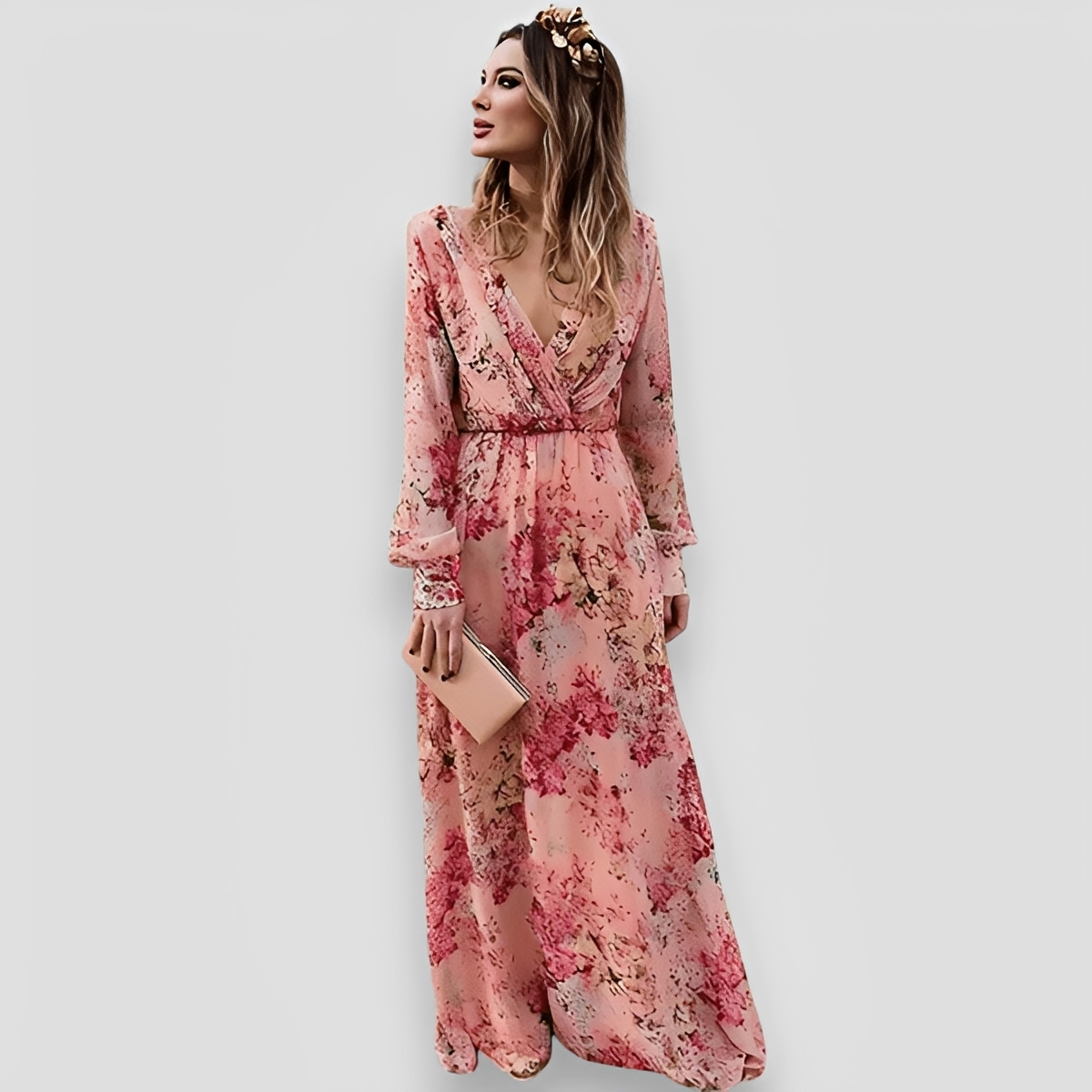Elanisse - Stylish V-Neck Maxi Dress