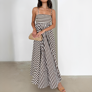 Lerra - Striped Pleated Long Dress