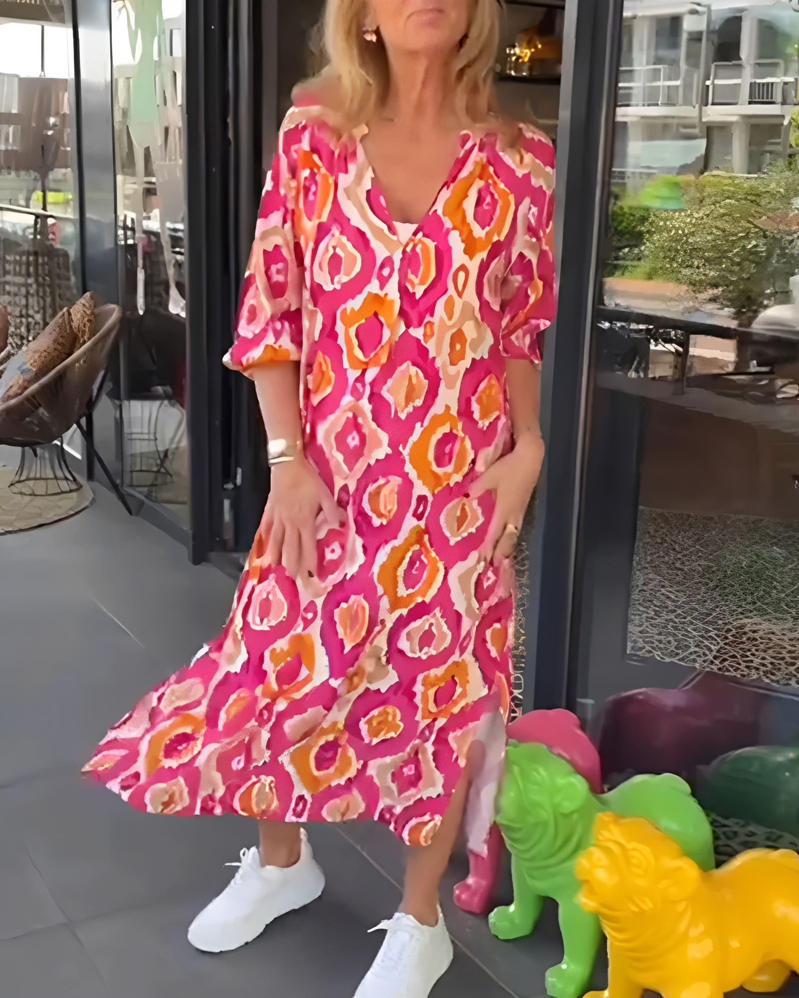 Rachael - Fashionable V-Neck Midi Dress