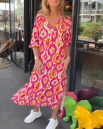 Rachael - Fashionable V-Neck Midi Dress