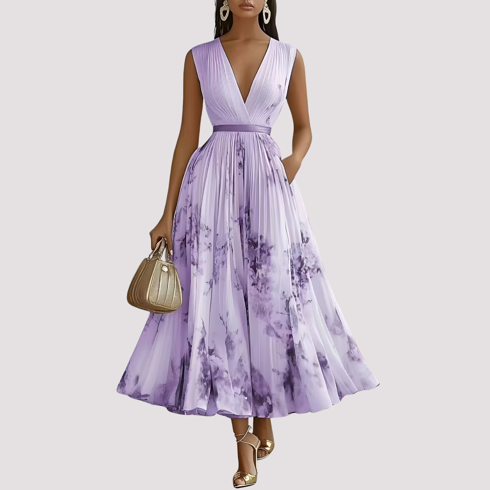 Leah - Floral Long Sleeve Midi Dress