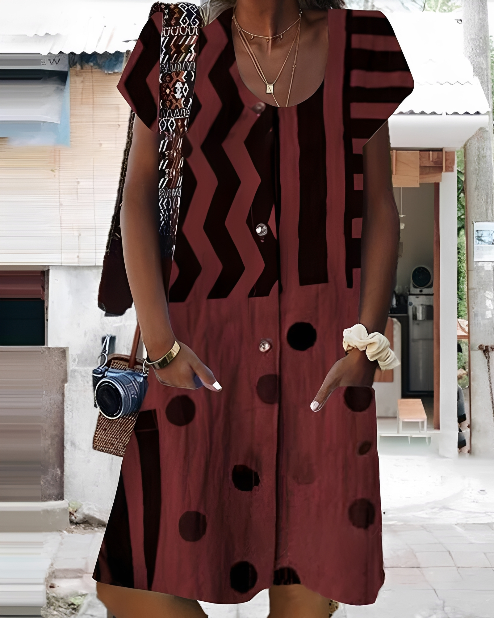 Melinda - Trendy Button-Down Mini Dress
