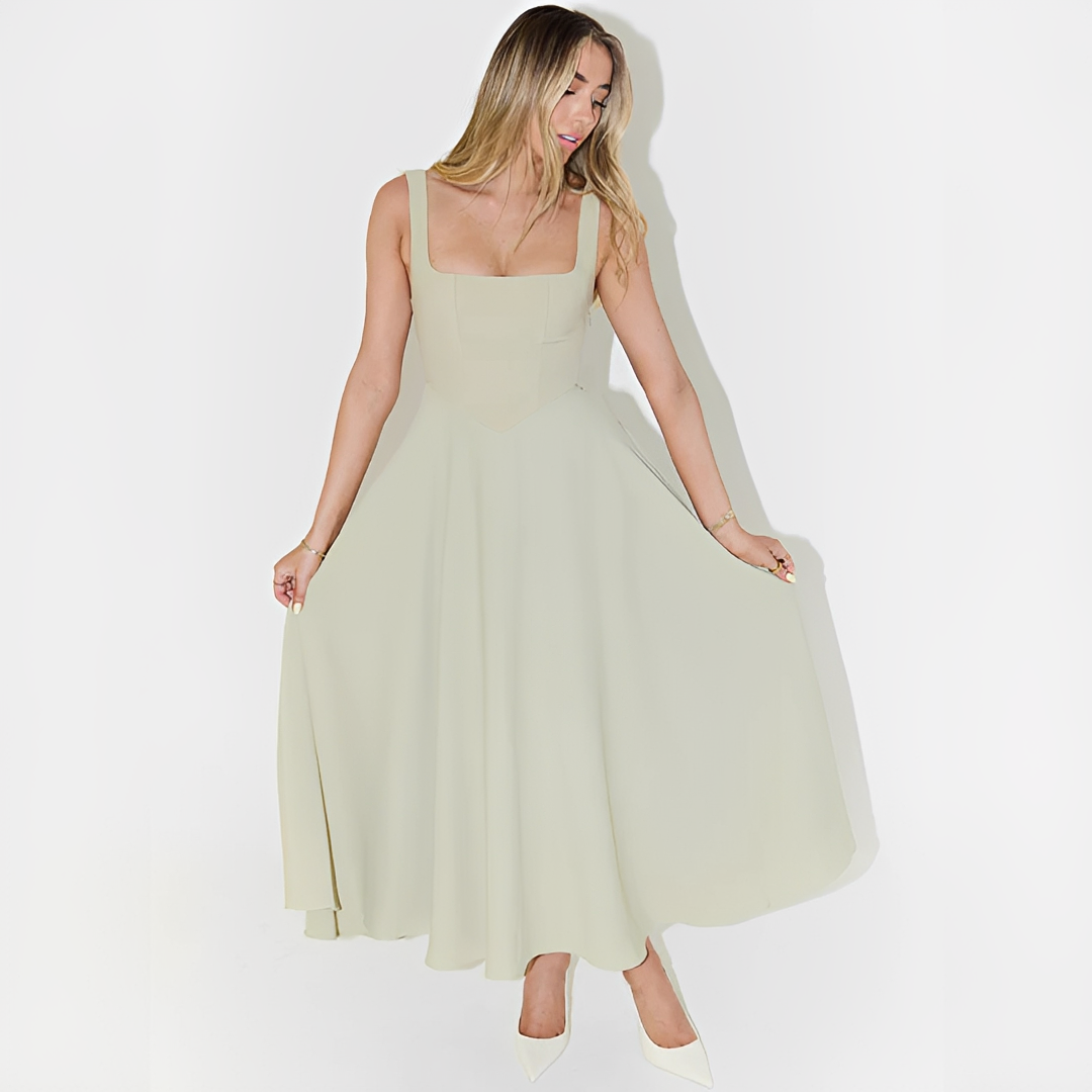 Fioren - Stylish Square Neck Midi Dress