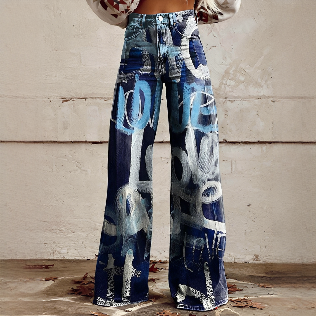 Shelley - Casual Wide Leg Patterned Jeans