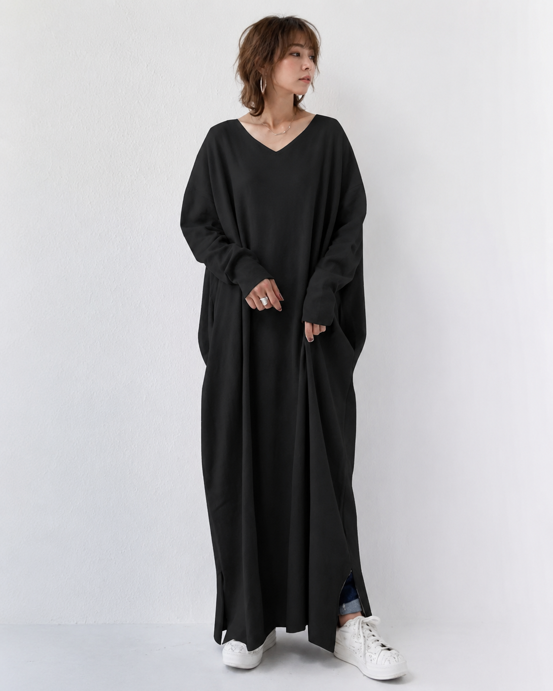 Shacora - Easygoing V-Neck Long Dress