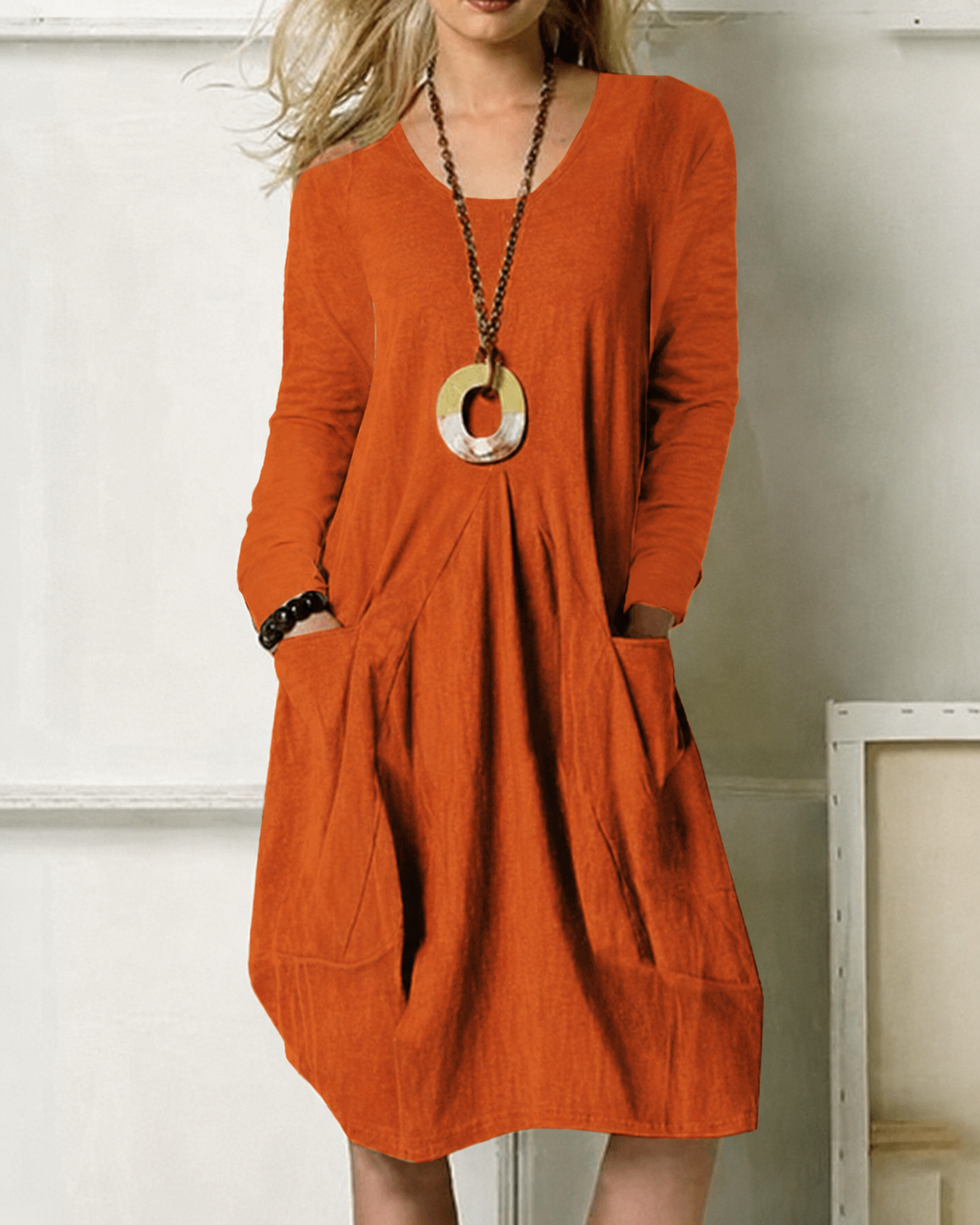 Eulalie - Trendy Relaxed-Fit Dress with Pockets