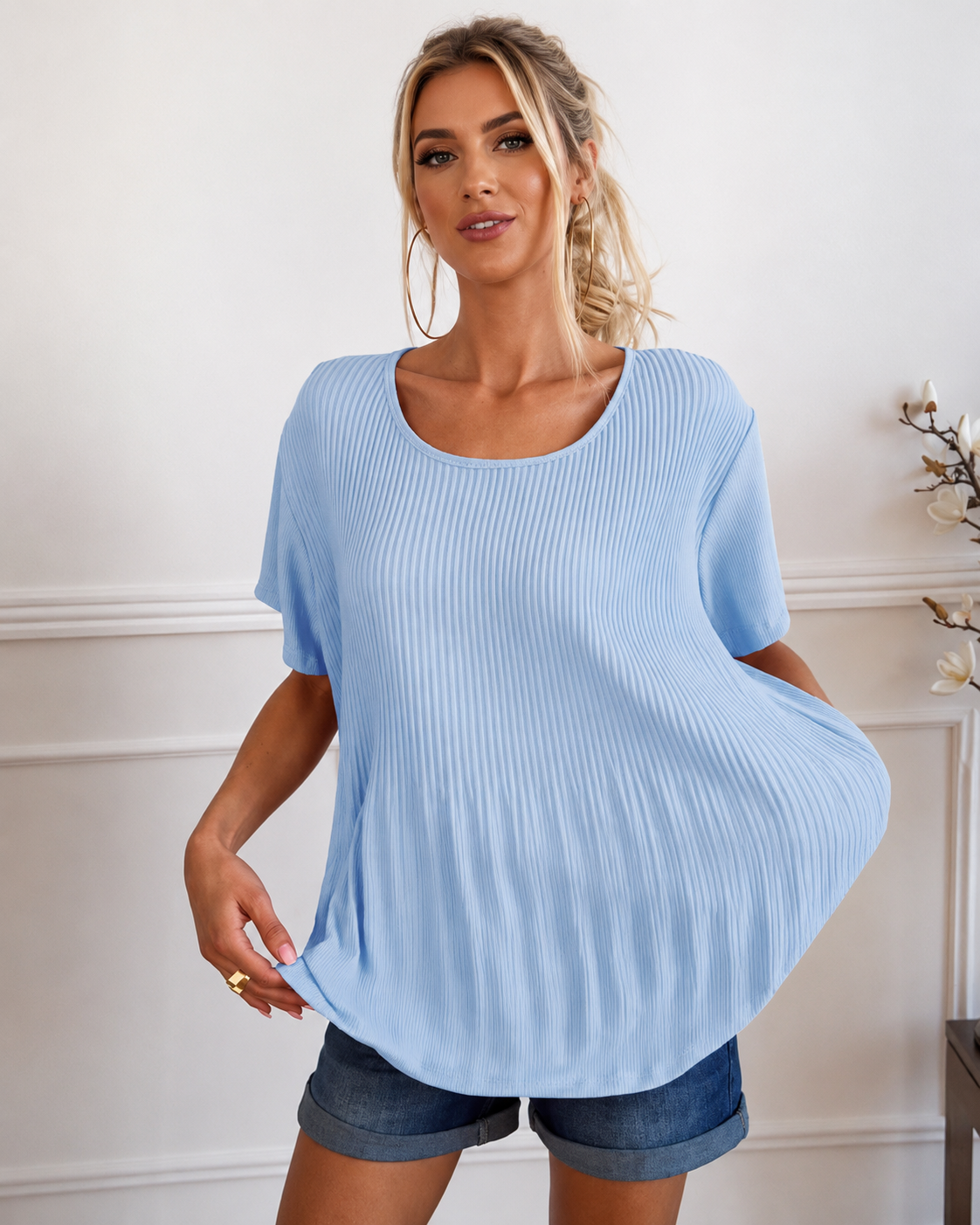 Rainelda - Chic Pleated Blouse