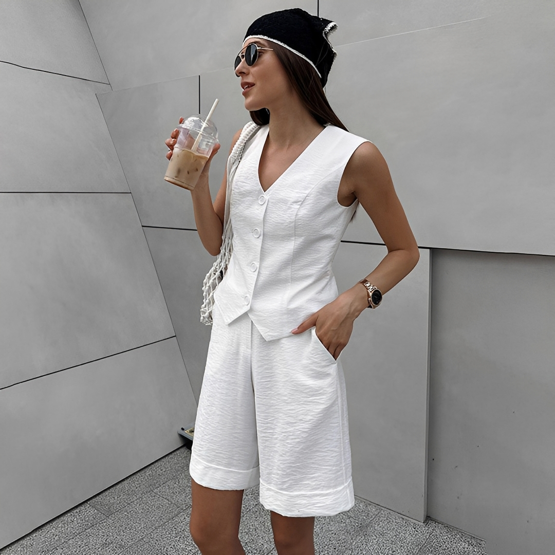 Ruth - Easy Sleeveless Vest Short Set