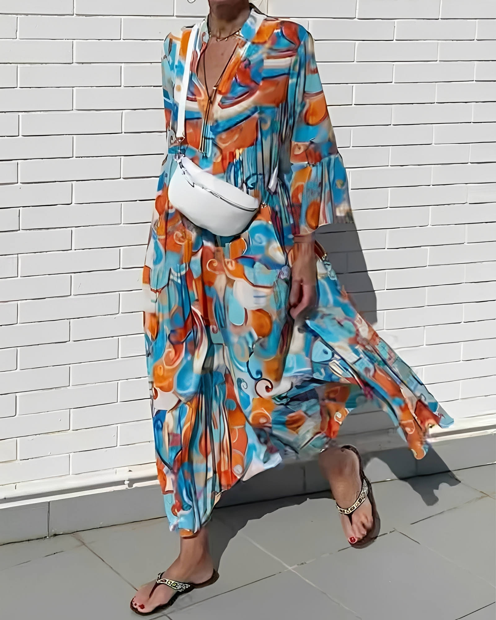 Giana - Comfortable V-Neck Midi Dress