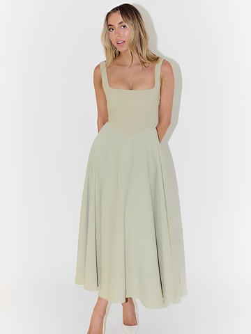 Julia - Refined Square Neck Midi Dress