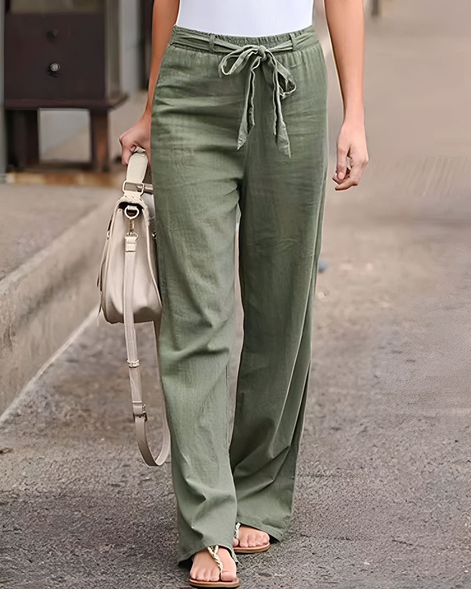 Saniyah - Stretchy Waist Pants with Drawstring