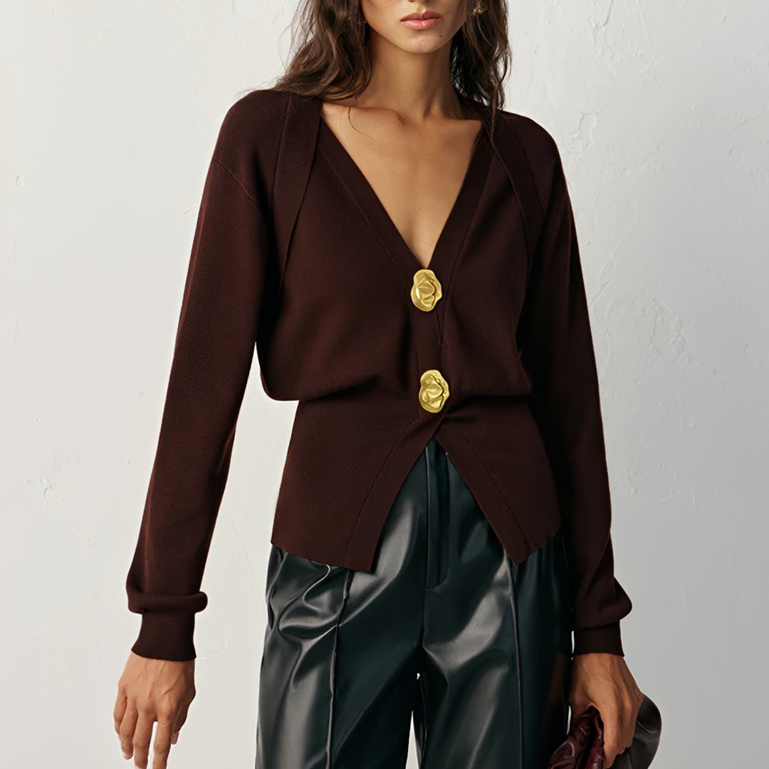 Kisha - Sophisticated V-Neck Cardigan