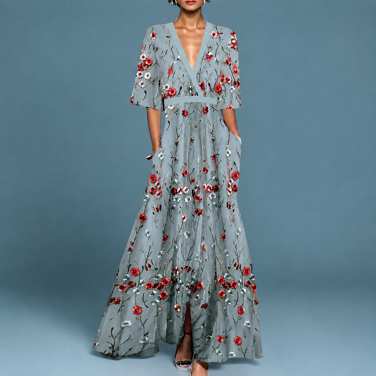 Laure - Stylish Flowy V-Neck Dress