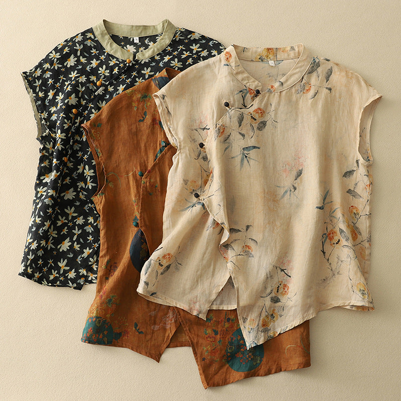 Diana - Sleeveless Floral Pattern Top