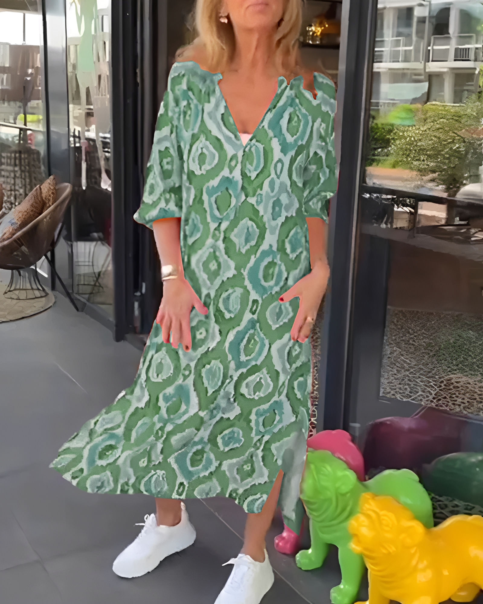 Rachael - Fashionable V-Neck Midi Dress