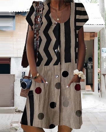 Melinda - Trendy Button-Down Mini Dress