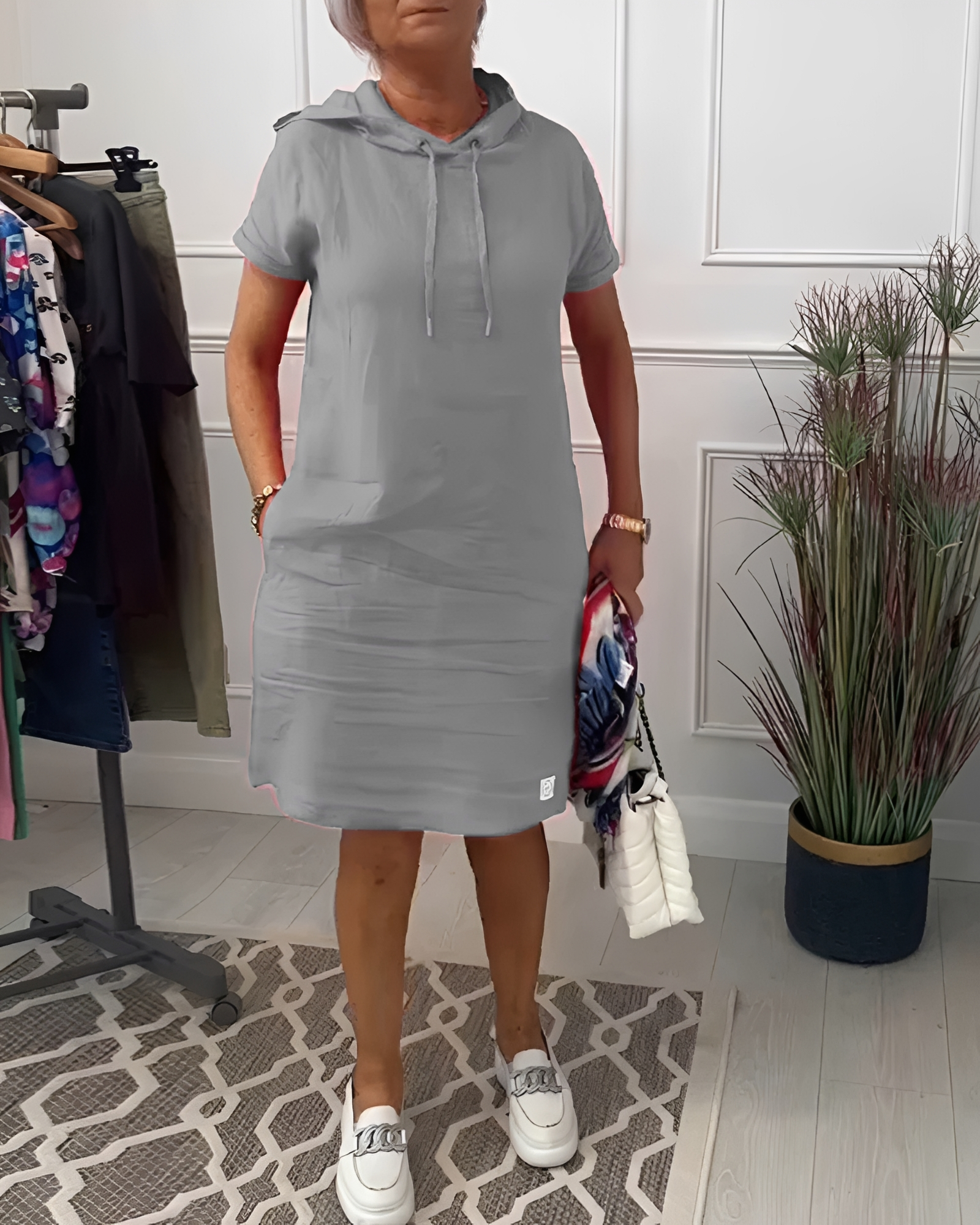 Tasha - Relaxed Hooded Knee-Length Dress