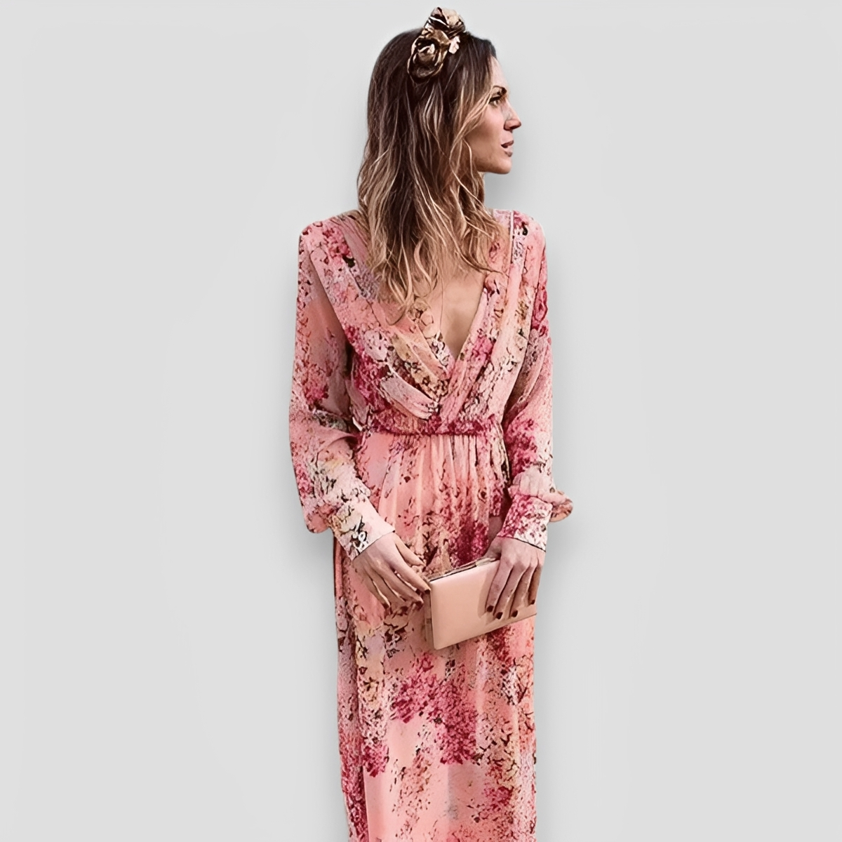 Elanisse - Stylish V-Neck Maxi Dress