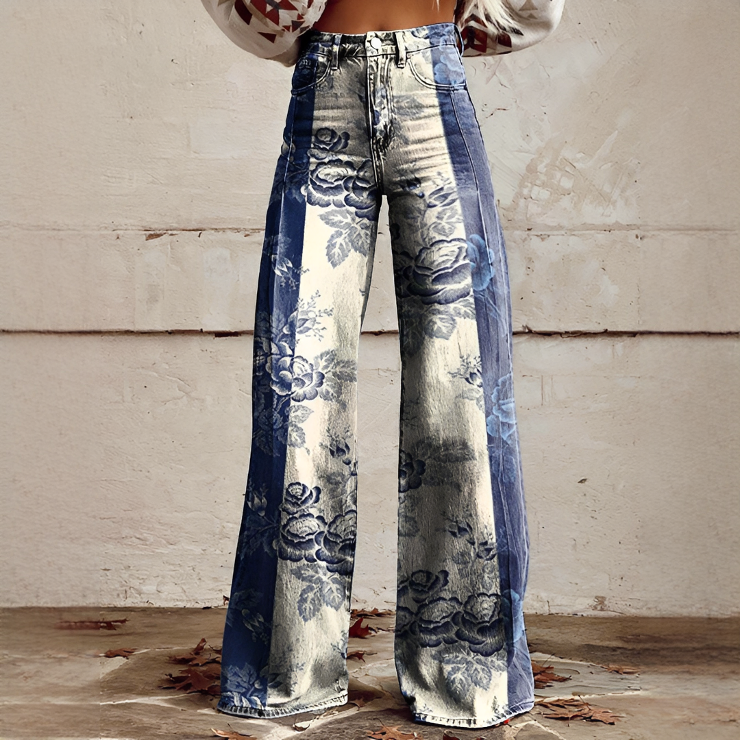 Shelley - Casual Wide Leg Patterned Jeans