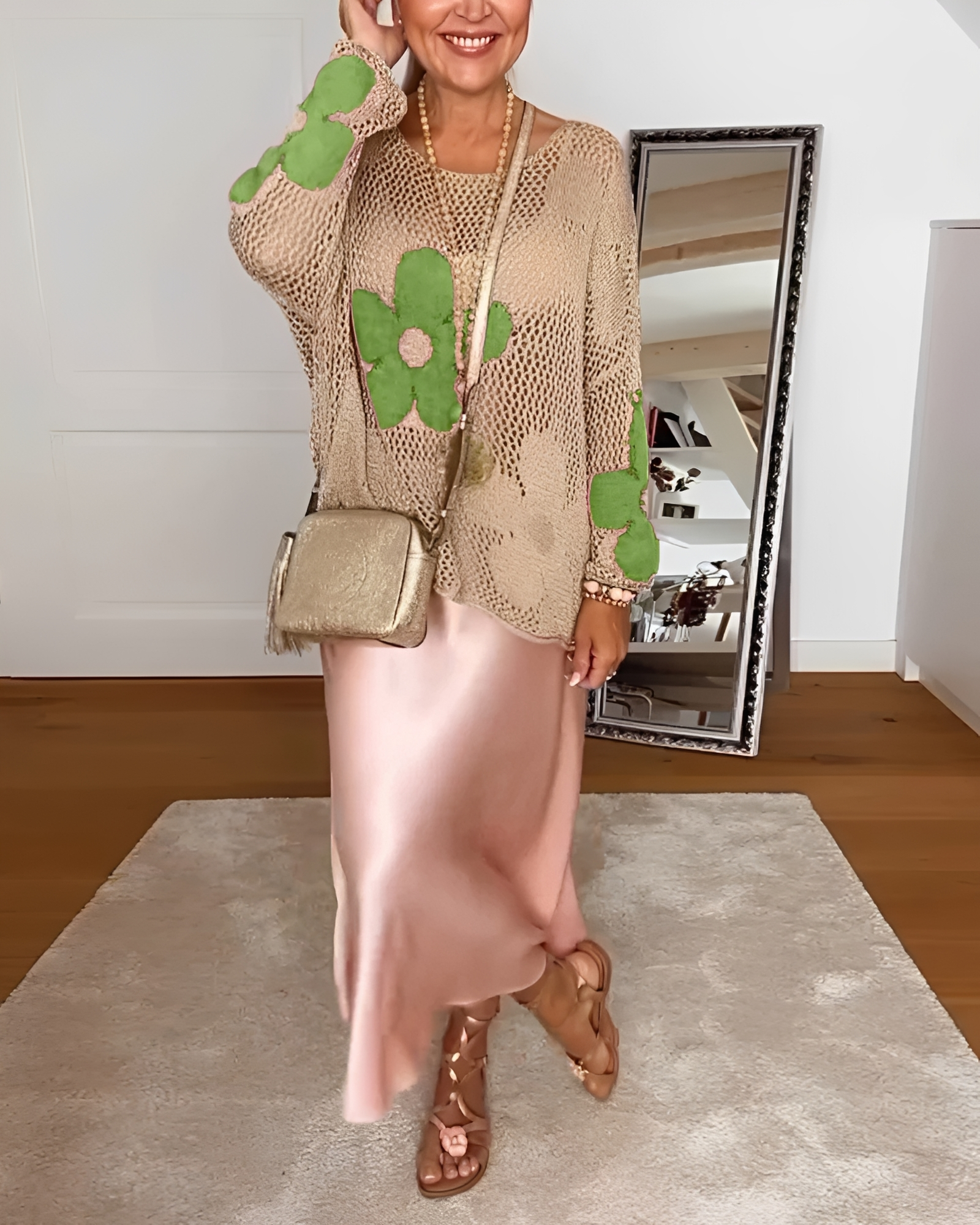 Alwena - Casual Flower Pattern Blouse