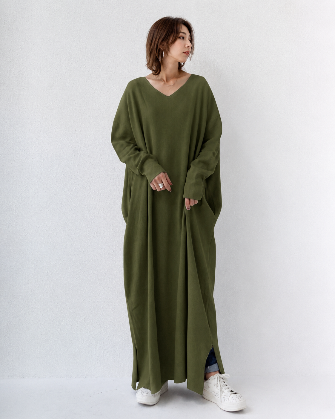 Shacora - Easygoing V-Neck Long Dress