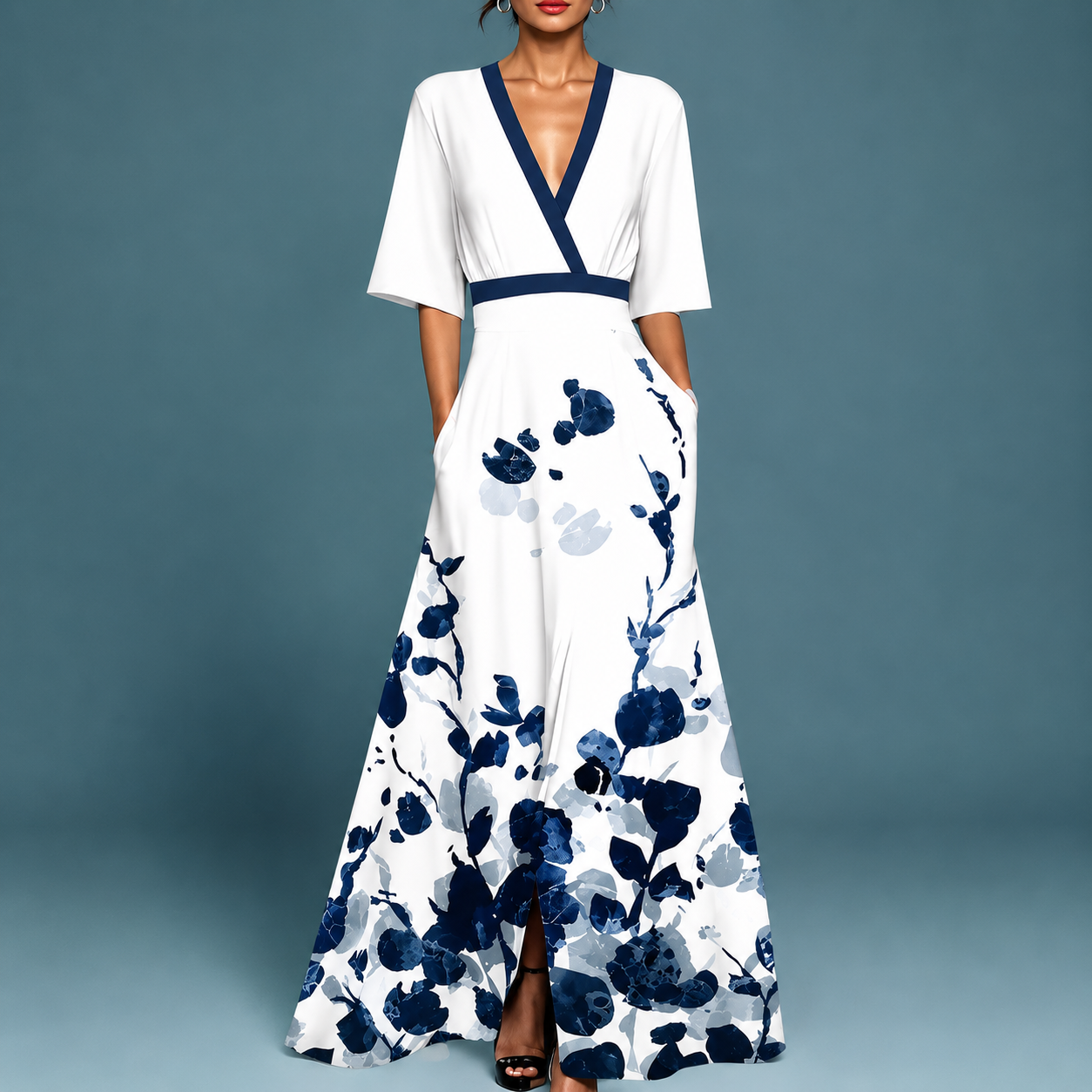 Laure - Stylish Flowy V-Neck Dress