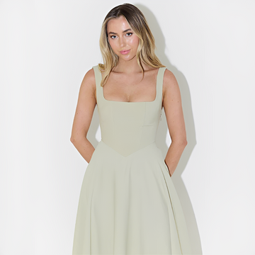 Fioren - Stylish Square Neck Midi Dress