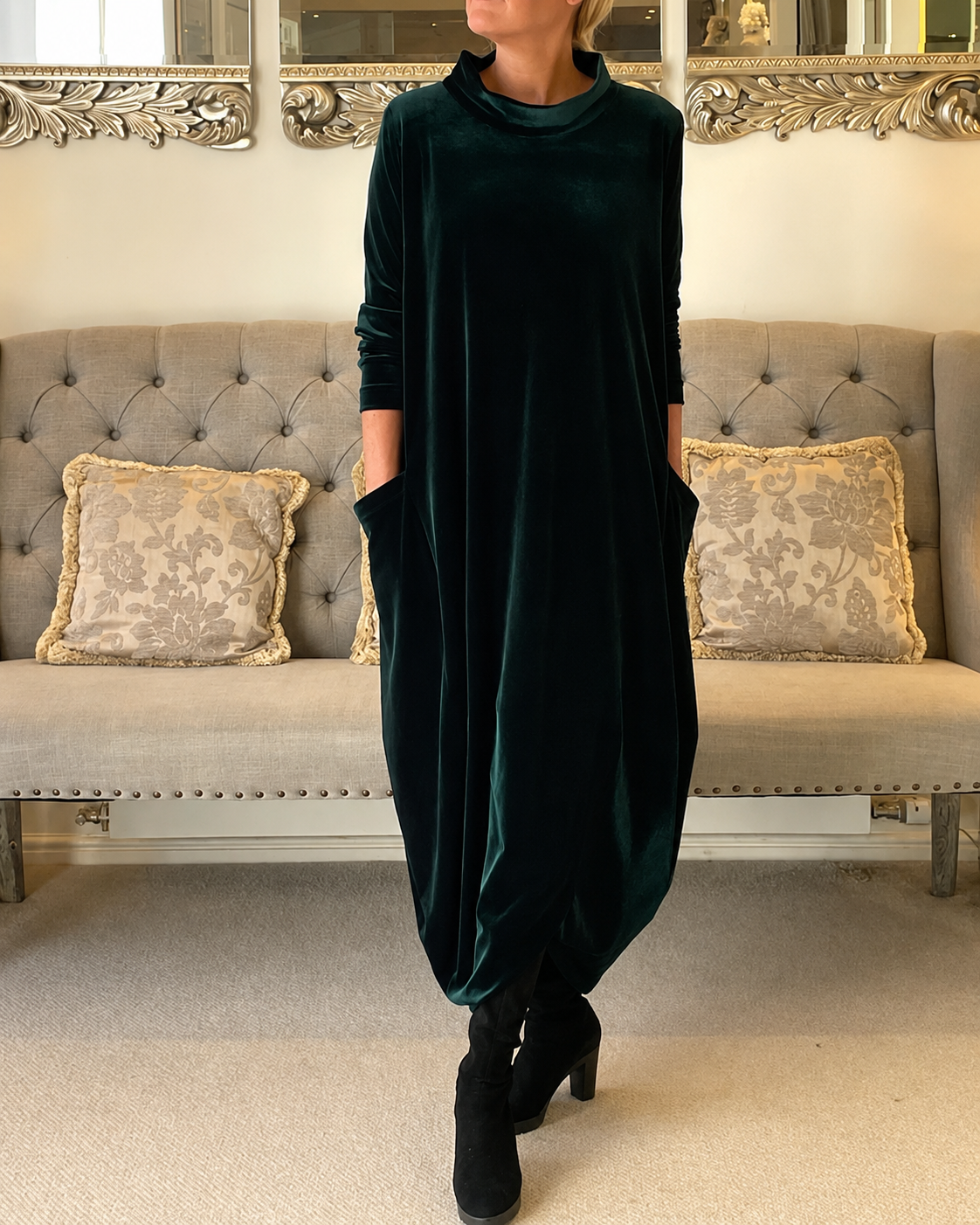 Zalinia - Chic Round Neck Dress