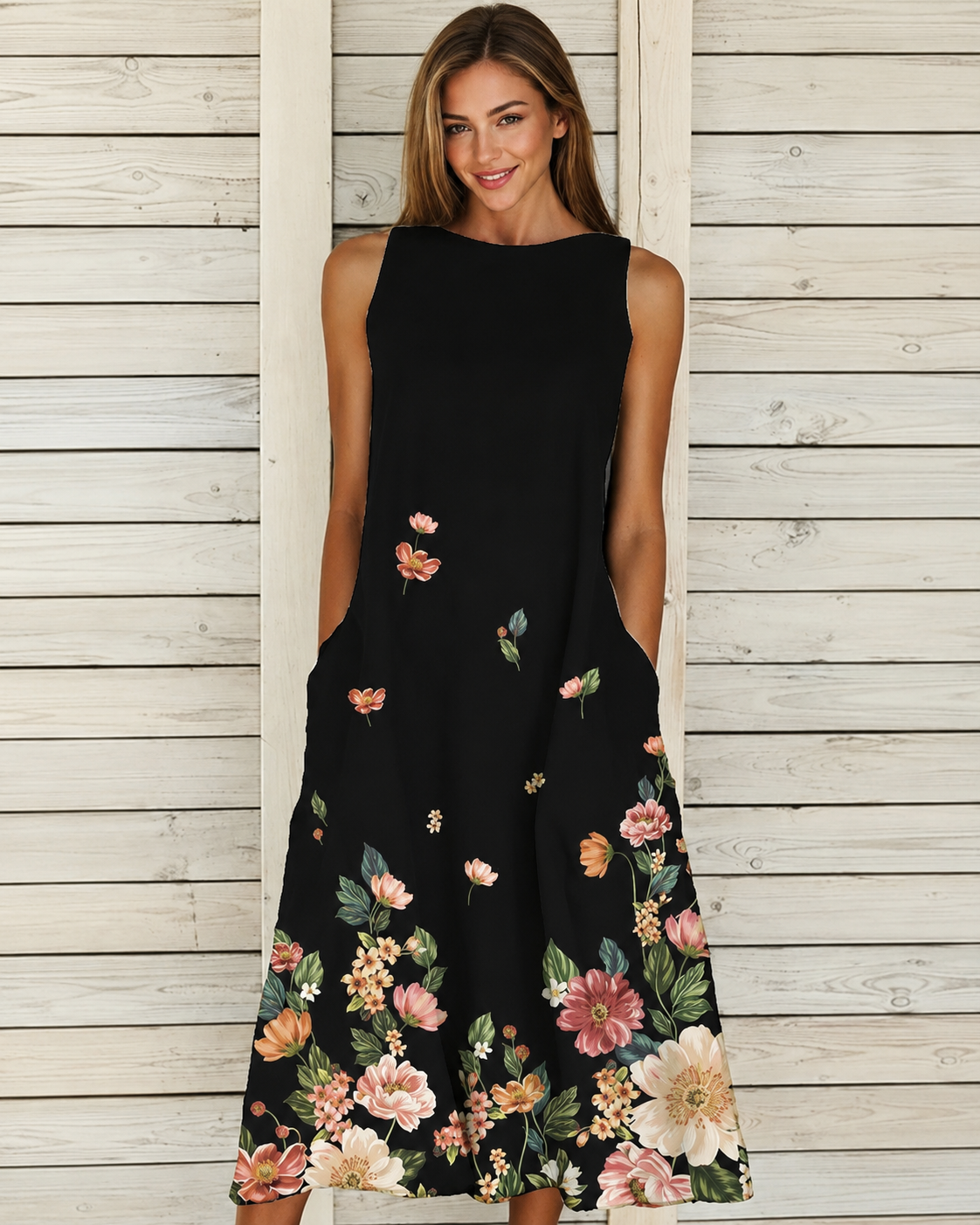 Denique - Retro Flowing Midi Dress