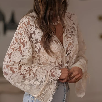 Alexia - Elegant Floral Embroidered Top