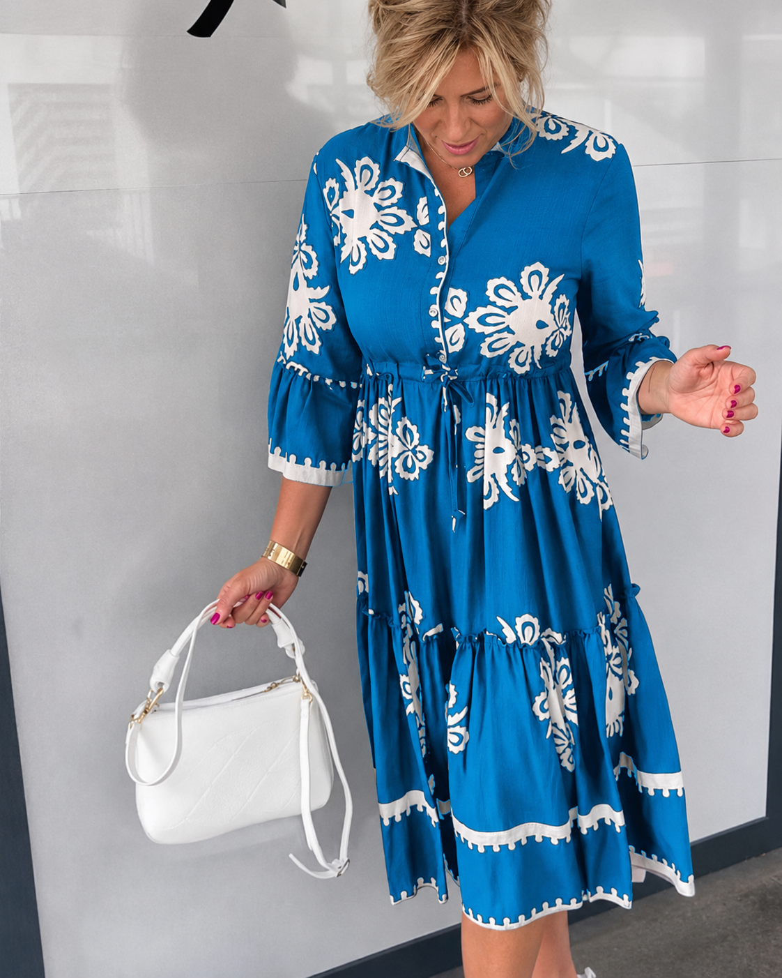 Lelia - Sophisticated Half-Button Midi Dress