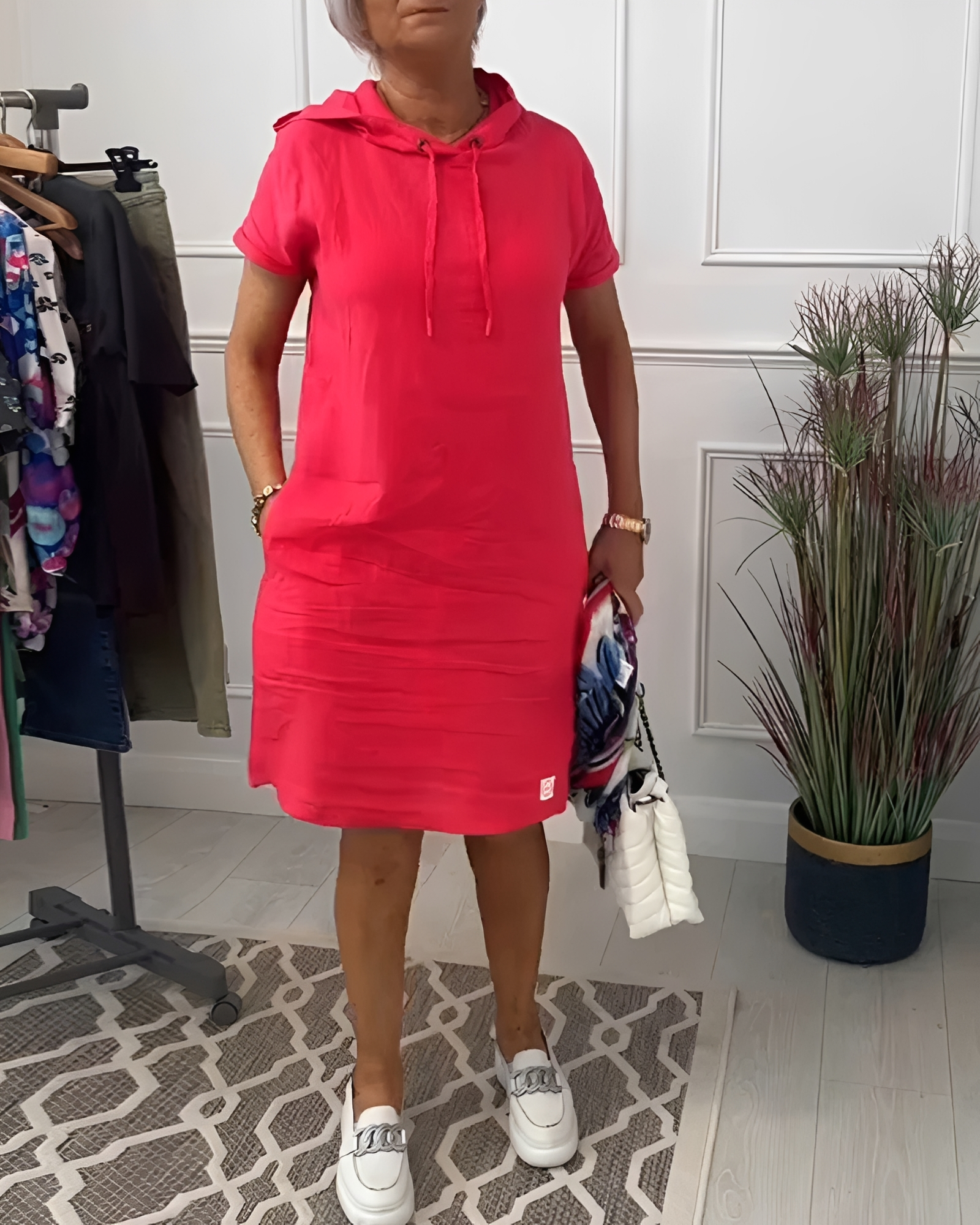 Tasha - Relaxed Hooded Knee-Length Dress