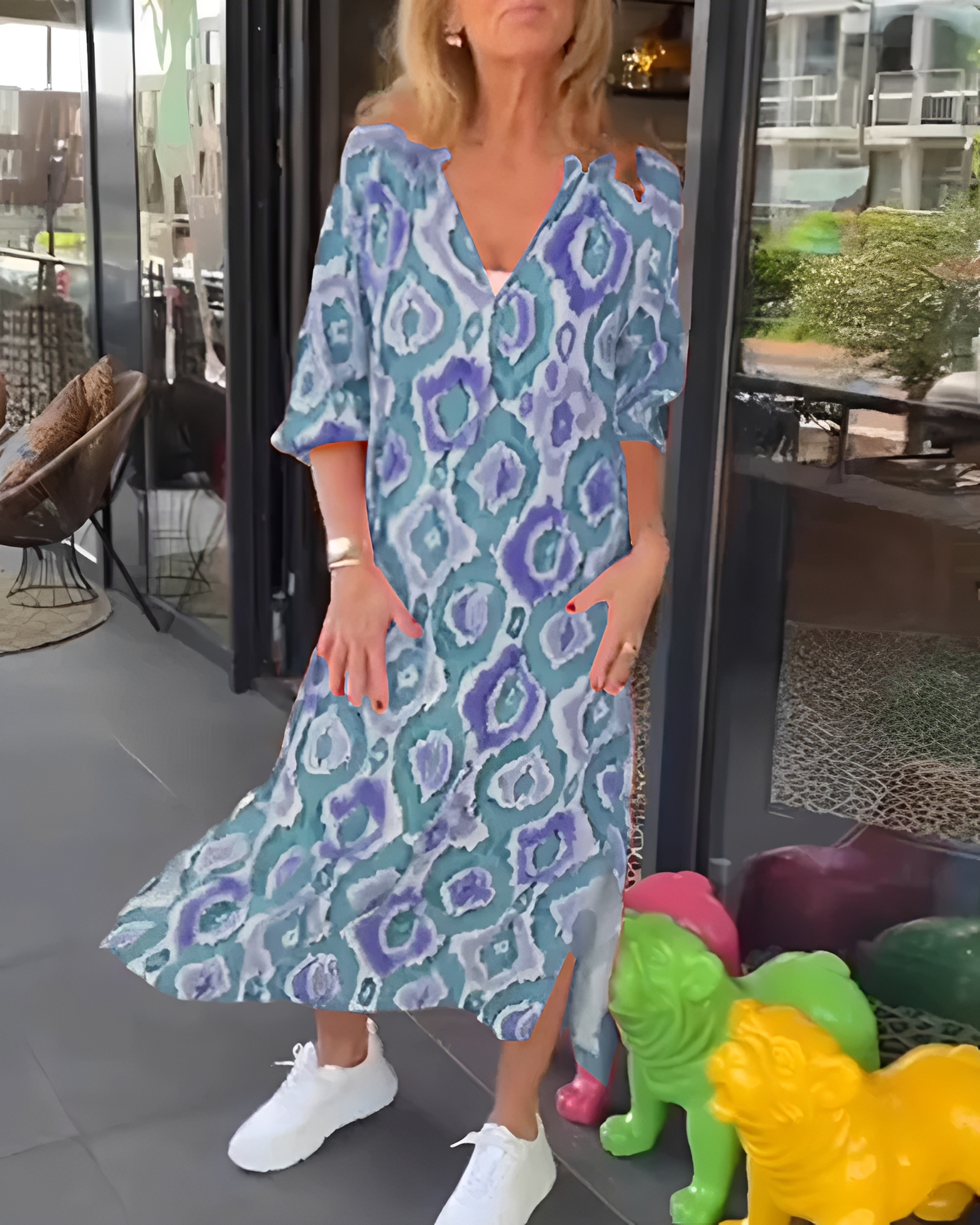 Rachael - Fashionable V-Neck Midi Dress