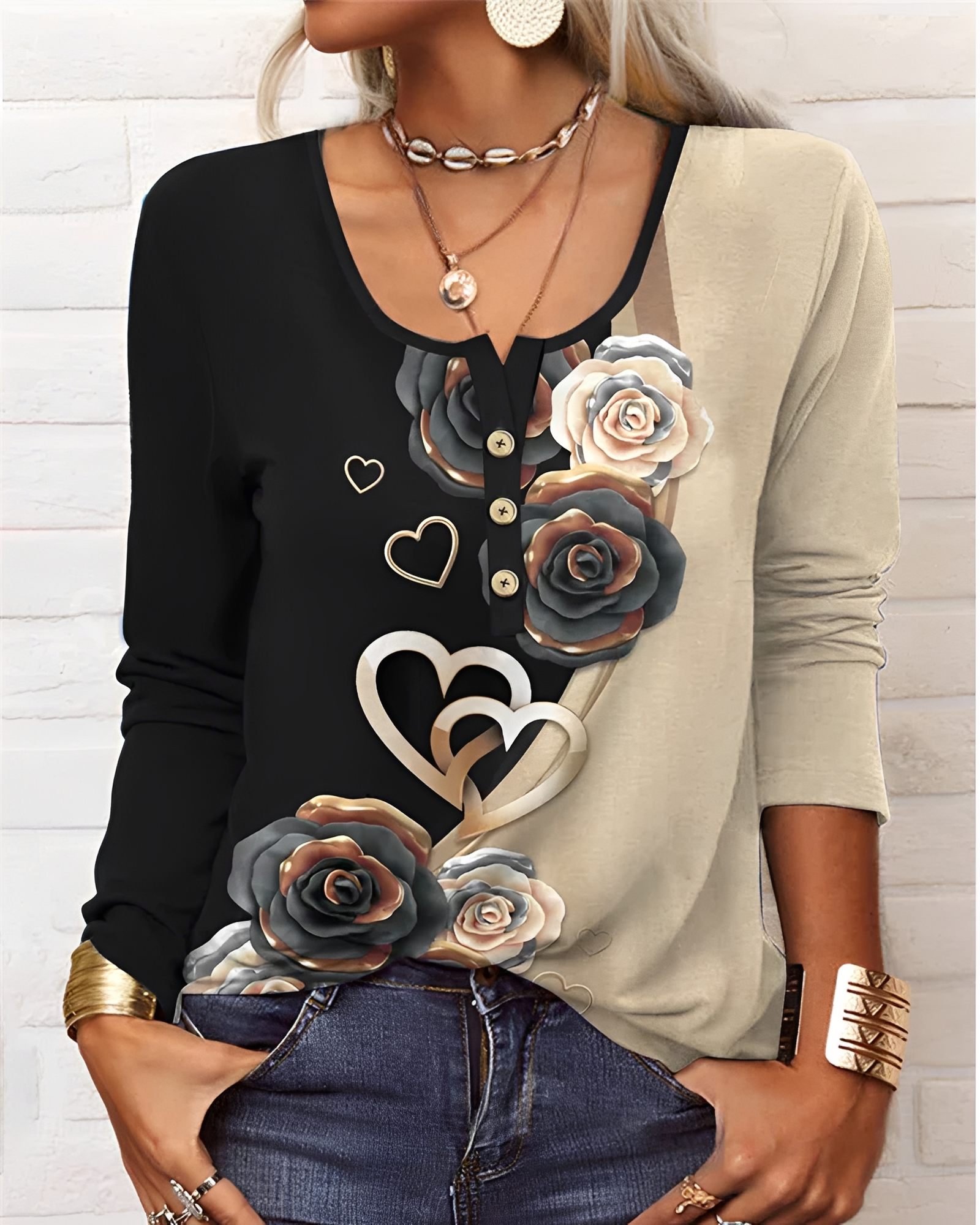 Alejandra - Stylish Partial Button Top
