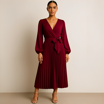Naomi - Stylish V-Neck Dress with Pleats