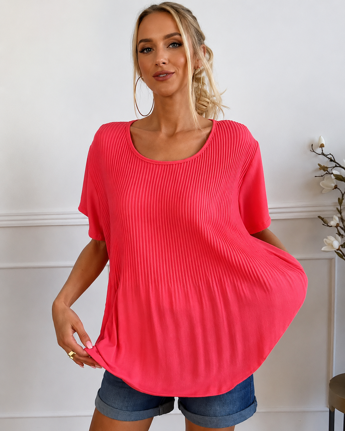 Rainelda - Chic Pleated Blouse