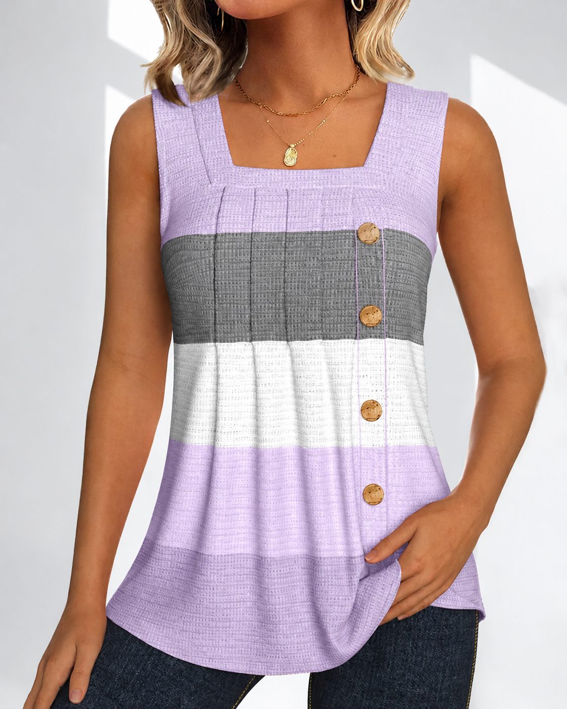 Panbela - Tops with Stripes and Pleats